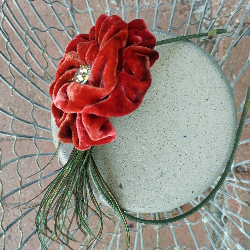 Headband with stone, feathers